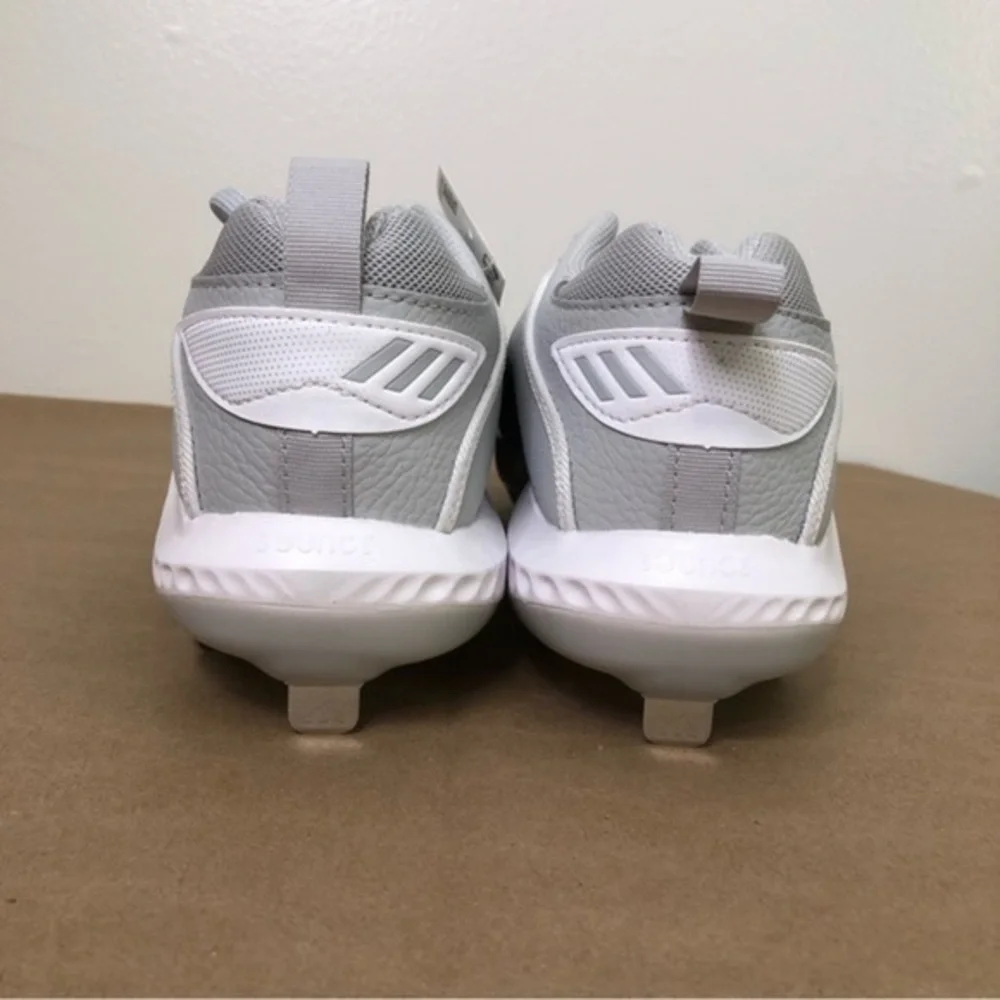 NWT Adidas Icon 6 Bounce Metal Baseball Cleats Grey White Mens 7.5 FV9353
